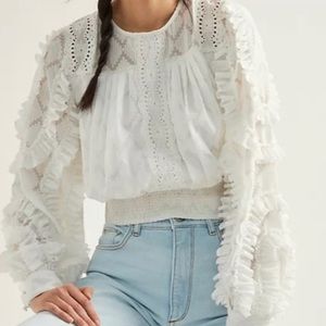 Anthropologie White eyelet boho style Blouse